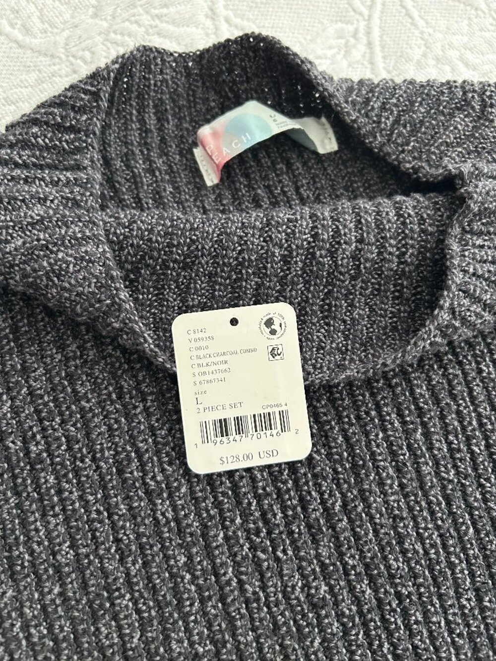 NWT Free People Freya Sweater Set in Black Combo, size Large, MSRP $128 - Picture 4 of 7